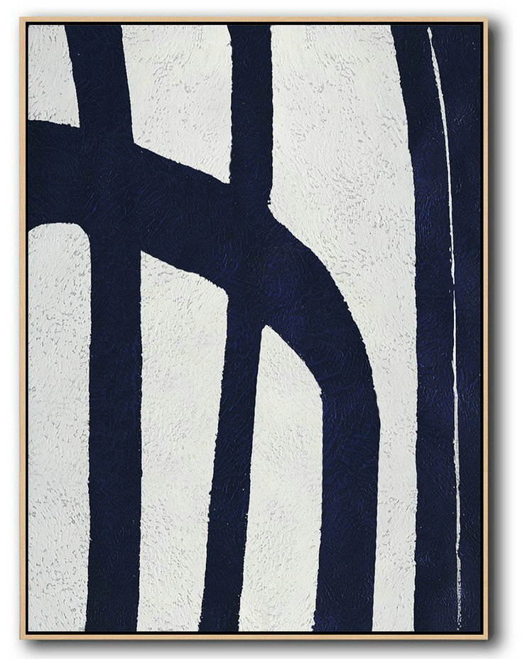 Contemporary Art Acrylic Painting,Buy Hand Painted Navy Blue Abstract Painting Online,Artwork For Sale